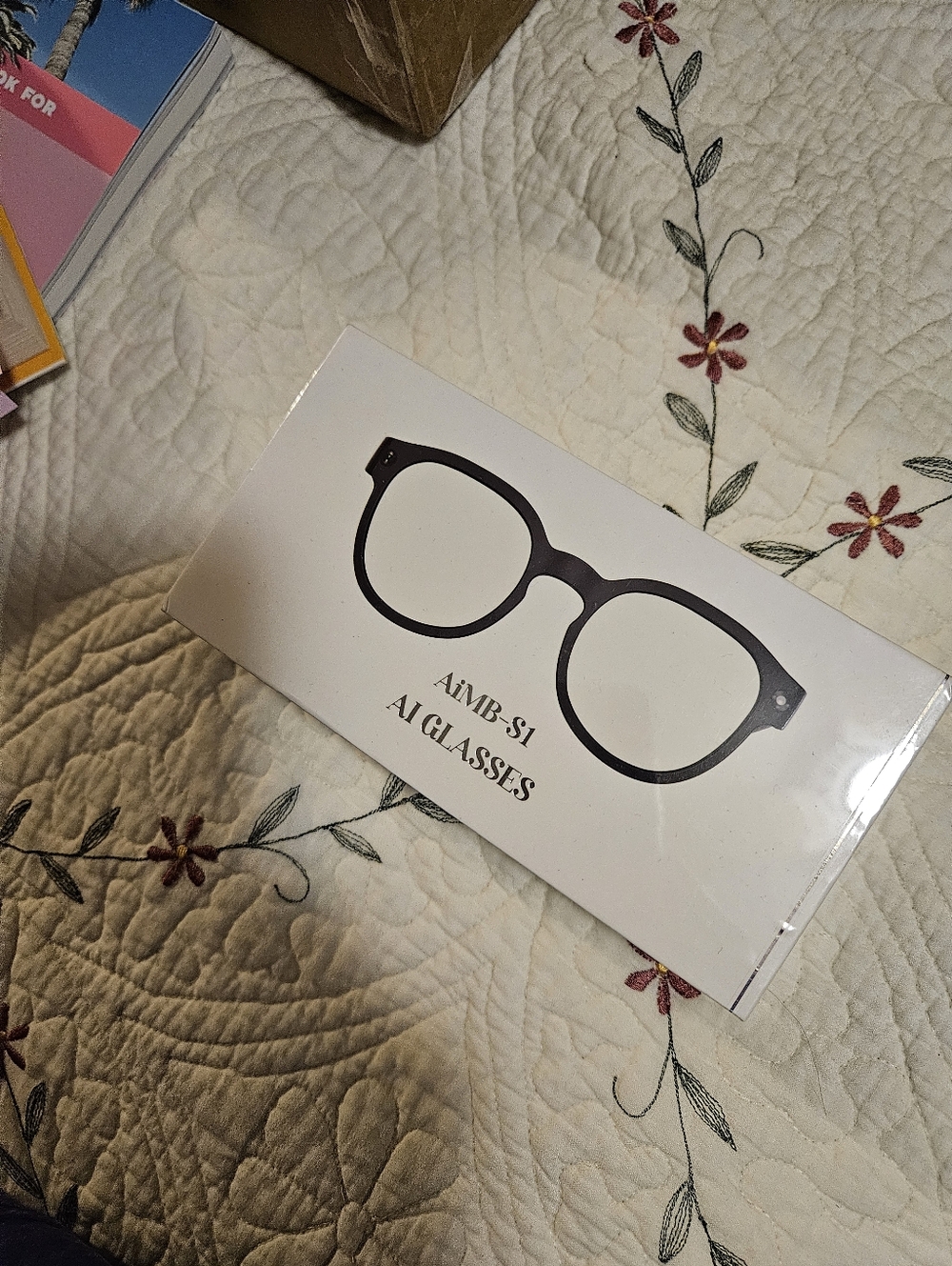 AiM8-S1 AI Glasses in White Box with Black Graphic